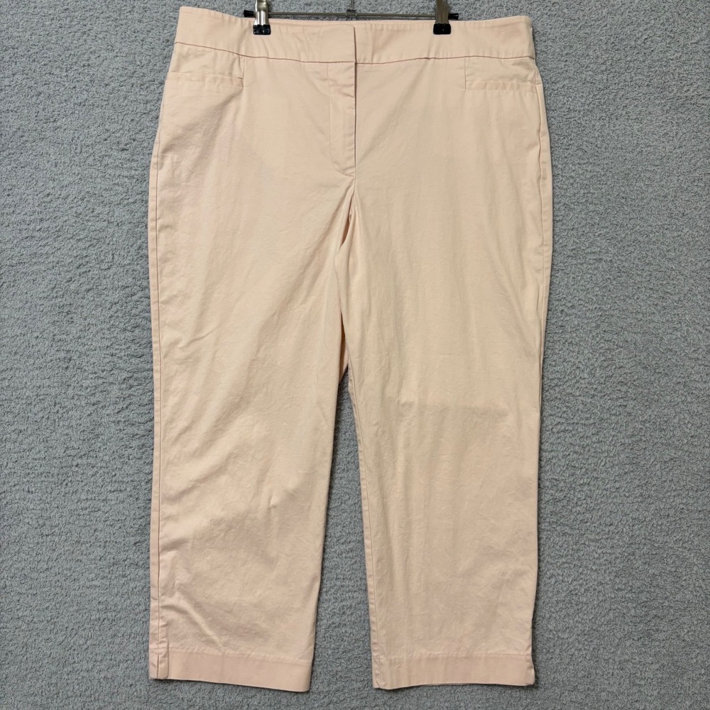 Work Ankle Pants Pastel Pink Cropped Trousers Stretch Straight Leg 16 Office